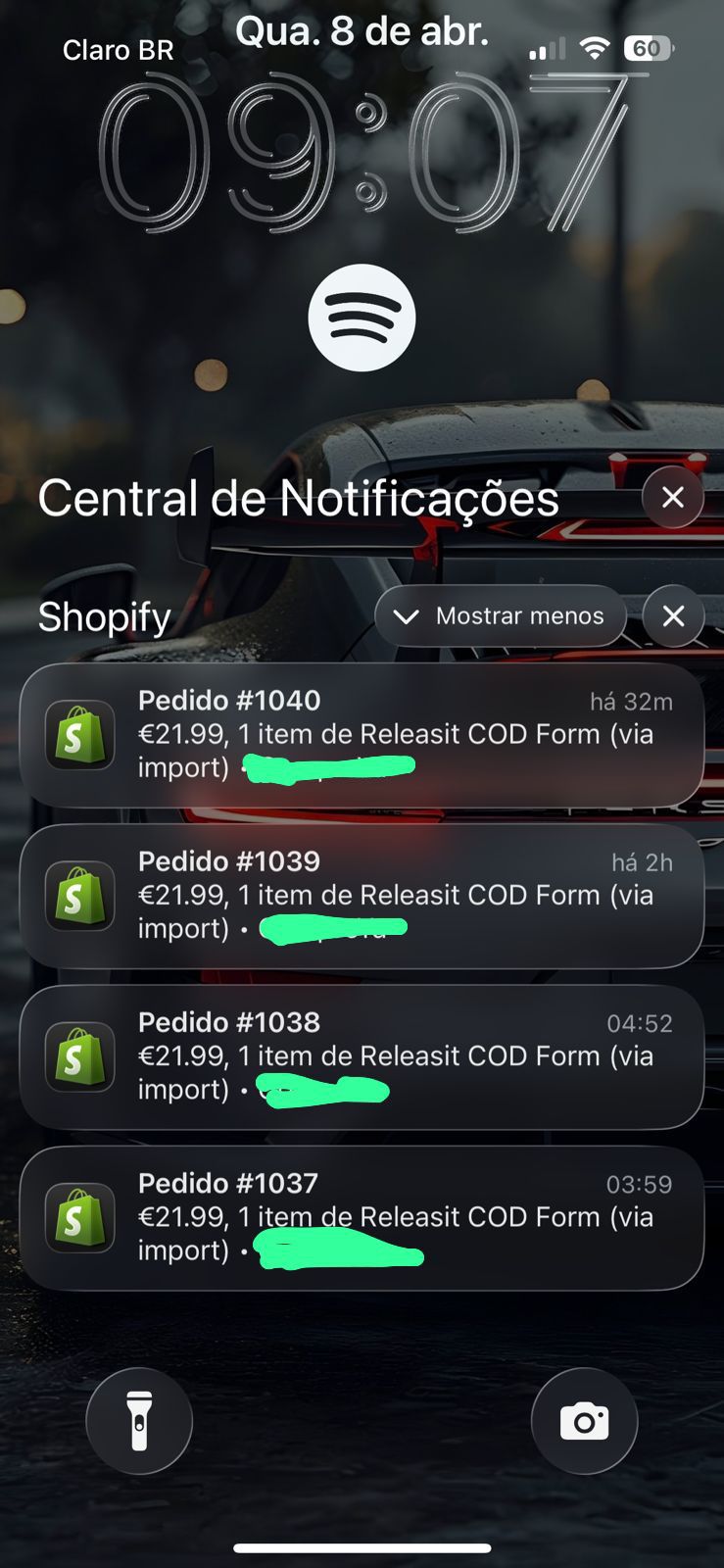Pedidos chegando todos os dias