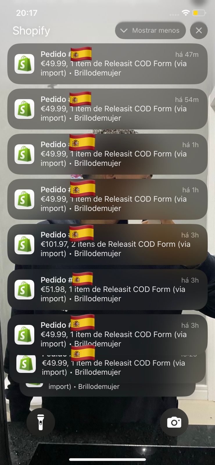 Notificações Shopify sem parar