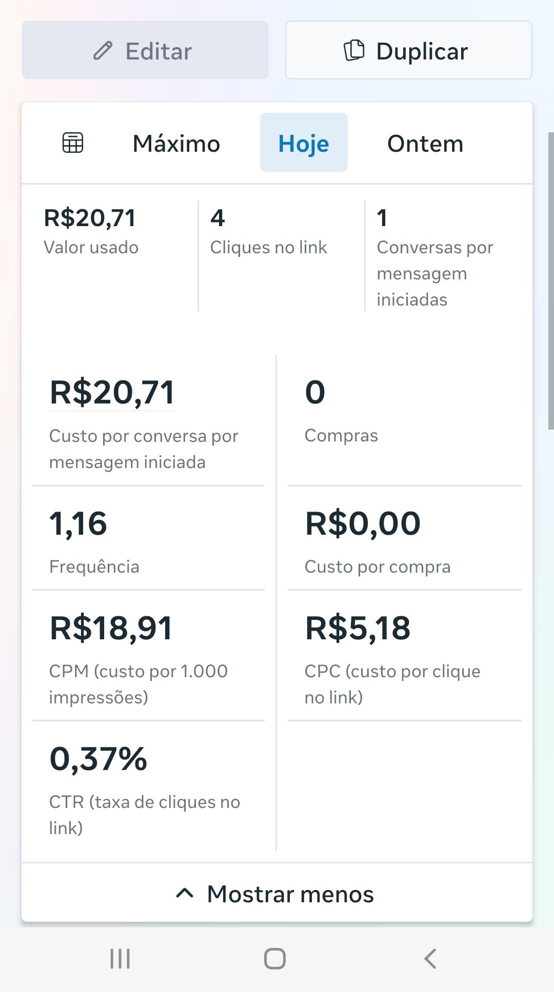 Métricas reais de tráfego